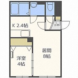 プルミエール二十四軒ウエスト 1LDKの間取図画像