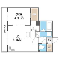 札幌市西区二十四軒三条3丁目マンション 1LDKの間取図画像