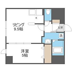 パークヒルズ北円山 1LDKの間取図画像