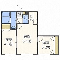 グランドヒルズ 2LDKの間取図画像