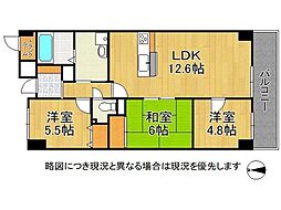 ロイヤルシャトー手柄南 3LDKの間取図画像