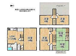 東大阪市足代1丁目　中古一戸建て 6LDKの間取り