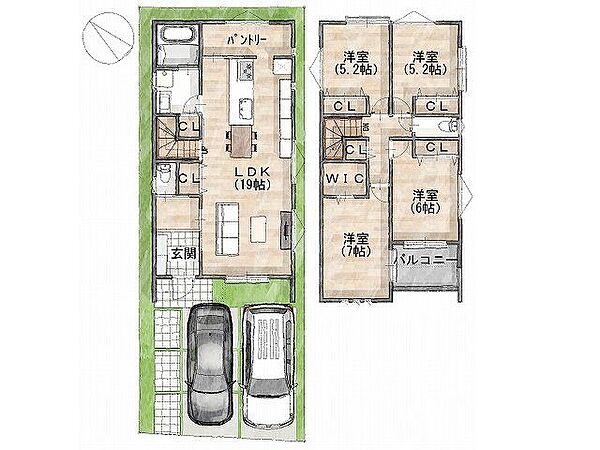 【参考プラン間取り図】級建築士×女性コーディネーター監修『ママに嬉しい家事ラク動線』設計