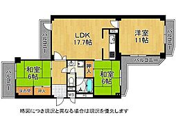 ハイタウン石切F棟 3LDKの間取図画像