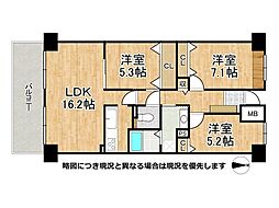クロスティ・八尾南壱番館 3LDKの間取図画像