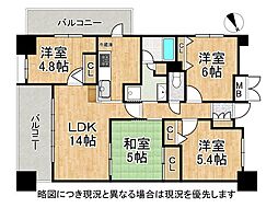 プロパレス八尾南メルヴェイユ 4LDKの間取図画像
