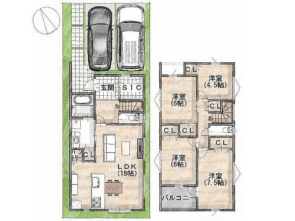 【参考プラン間取り図】一級建築士×女性コーディネーター監修『ママに嬉しい家事ラク動線』設計
