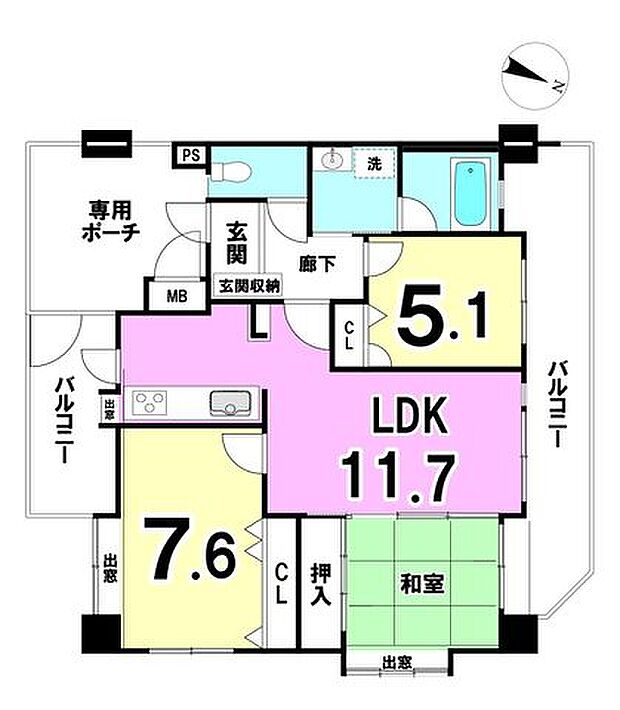 ライオンズマンション真志喜第7　6F(3LDK) 6階の間取り