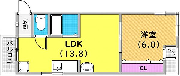 パックスヴィラ平野 203｜兵庫県神戸市兵庫区上三条町(賃貸マンション1LDK・2階・42.48㎡)の写真 その3