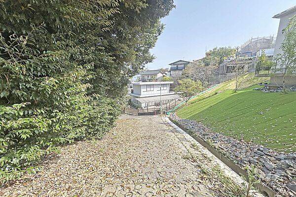 物件の北西側前面道路（南西側から）［2025年4月19日撮影］
