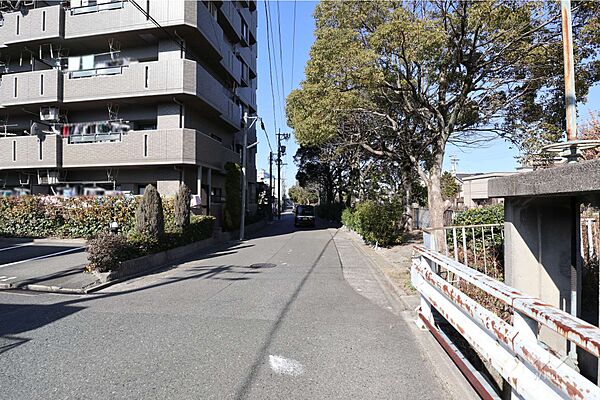 敷地東側の前面道路（南側から）