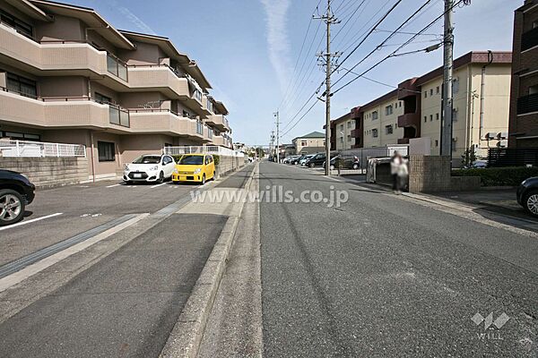敷地南側の前面道路（西側から）