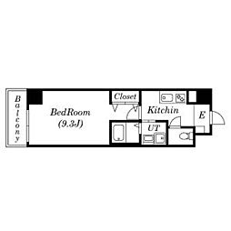 名古屋市営東山線 今池駅 徒歩3分の賃貸マンション 9階1Kの間取り