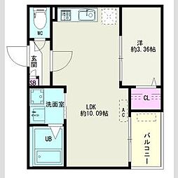 名鉄瀬戸線 矢田駅 徒歩5分の賃貸アパート 1階1LDKの間取り