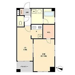 名古屋市営鶴舞線 原駅 徒歩9分の賃貸マンション 5階1SLDKの間取り