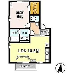 名古屋市営名城線 茶屋ヶ坂駅 徒歩12分の賃貸アパート 2階1LDKの間取り