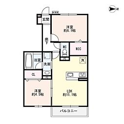名古屋市営鶴舞線 原駅 徒歩28分の賃貸アパート 1階2LDKの間取り