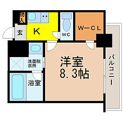 名古屋市営東山線 今池駅 徒歩4分の賃貸マンション 4階1Kの間取り