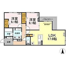 名古屋市営東山線 一社駅 徒歩12分の賃貸アパート 2階2LDKの間取り