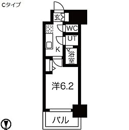 名古屋市営東山線 今池駅 徒歩5分の賃貸マンション 8階1Kの間取り