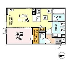 JR中央本線 新守山駅 徒歩10分の賃貸アパート 2階1LDKの間取り