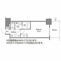 名古屋市営鶴舞線 鶴舞駅 徒歩10分の賃貸マンション 4階1Kの間取り