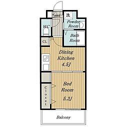 JR中央本線 千種駅 徒歩3分の賃貸マンション 5階1DKの間取り