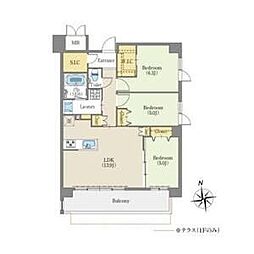 名古屋市営東山線 覚王山駅 徒歩12分の賃貸マンション 2階3LDKの間取り