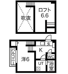 JR中央本線 新守山駅 徒歩5分の賃貸アパート 2階1SKの間取り