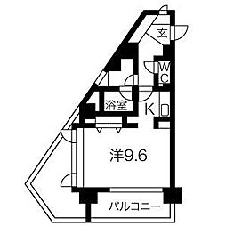 名古屋市営鶴舞線 原駅 徒歩1分の賃貸マンション 7階1Kの間取り