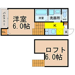 名古屋市営桜通線 吹上駅 徒歩10分の賃貸アパート 2階1SKの間取り