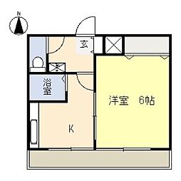 有志ビル 1階1Kの間取り