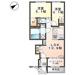 Vento verde(べント ヴェルデ) 2LDKの間取図画像