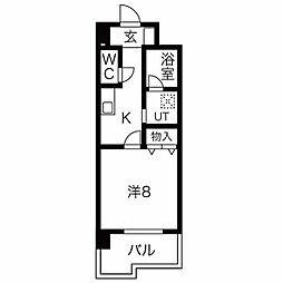 プレミール 1Kの間取図画像