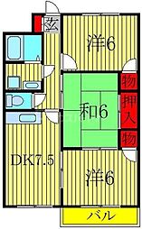 第1パークマンション西原 3階3DKの間取り