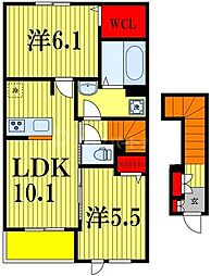 ガーデナーズ　サン 2階2LDKの間取り