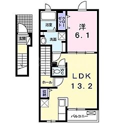 ノーブルＭ 2階1LDKの間取り