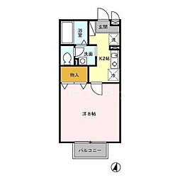 アプリコットパレス 2階1Kの間取り