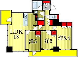 ライオンズタワー柏 3LDKの間取図画像