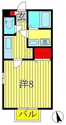 クロスクローバーII 2階1Kの間取り