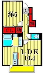 サンハウスナカノ III 1階1LDKの間取り