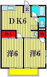シティハイムＭＩＳＵ 1階2DKの間取り
