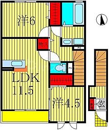 アルプス 2階2LDKの間取り