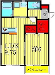 アプレット南流山 1階1LDKの間取り