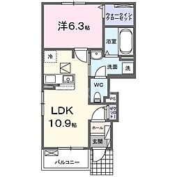 ヤングウッズ柏の葉II 1階1LDKの間取り
