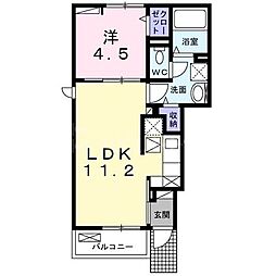 ヤングウッズ柏の葉I 1階1LDKの間取り