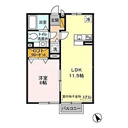 プチ・エトワール 2階1LDKの間取り