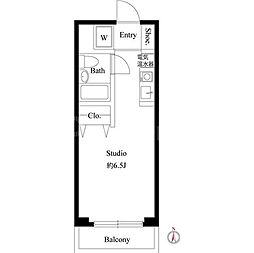 クレセントコート柏 1階ワンルームの間取り