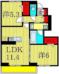 エリオス 1階2LDKの間取り