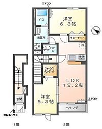 ＫＡＫＩＮＯＫＩ　ＴＥＲＲＡＣＥ 2階2LDKの間取り